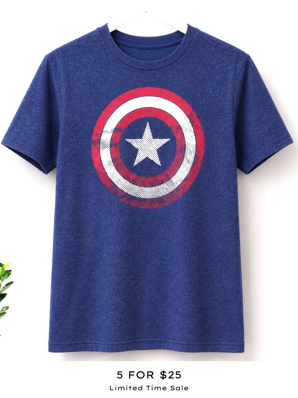 Marvel Captain America Boys Small Graphic Tee Blue Shield Logo Superhero Shirt